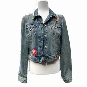 Miss Me Cropped Denim Jacket Girls Large